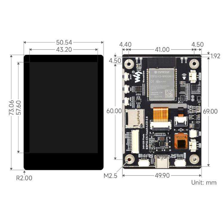 WAVESHARE 34958 ESP32-C5 2.8 Inch IPS Capacitive Touch Display Development Board Integrated Dual-...