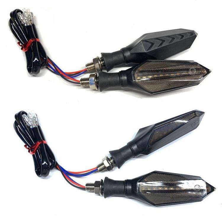 1 Pair Sequential LED Motorcycle Turn Signals with Arrow DRL Dual-Sided Flowing Amber Indicator B...