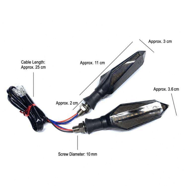 1 Pair Sequential LED Motorcycle Turn Signals with Arrow DRL Dual-Sided Flowing Amber Indicator B...