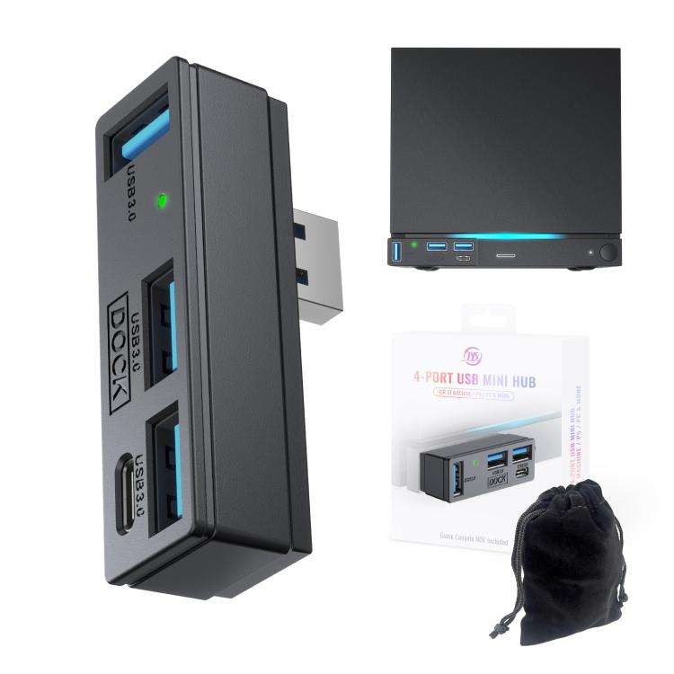 JYS 4-Port USB 3.0 Mini Hub For Steam Machine & PS5 Multi-Port USB Expander With 3 USB-A & 1 USB-...