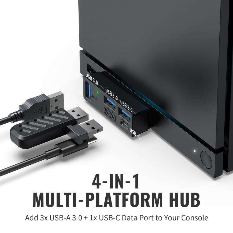 JYS 4-Port USB 3.0 Mini Hub For Steam Machine & PS5 Multi-Port USB Expander With 3 USB-A & 1 USB-...