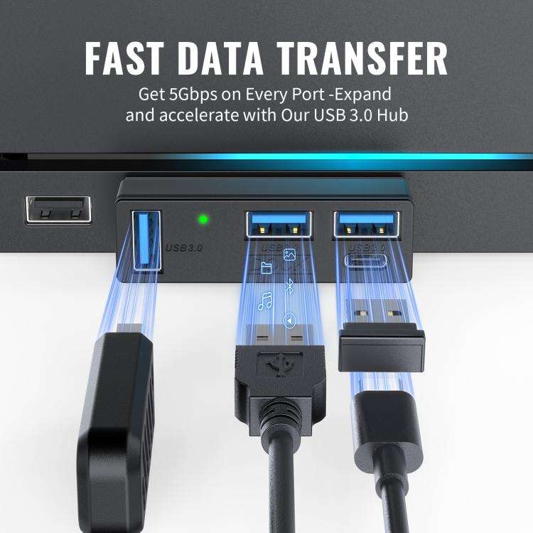 JYS 4-Port USB 3.0 Mini Hub For Steam Machine & PS5 Multi-Port USB Expander With 3 USB-A & 1 USB-...