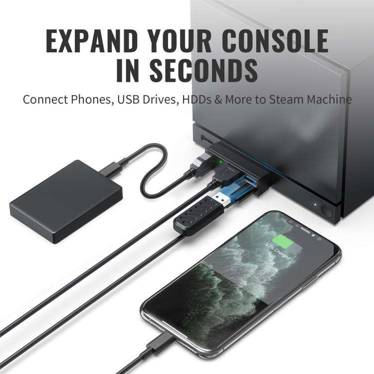 JYS 4-Port USB 3.0 Mini Hub For Steam Machine & PS5 Multi-Port USB Expander With 3 USB-A & 1 USB-...