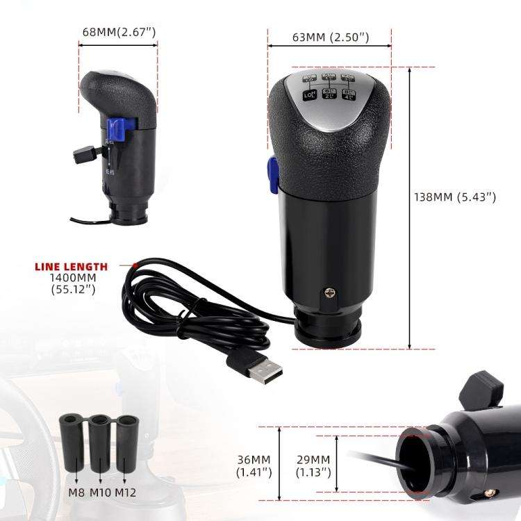 USB Gear Shift Knob For Logitech G29 / G27 / G920 Thrustmaster TH8A PC Truck Simulator Shifter