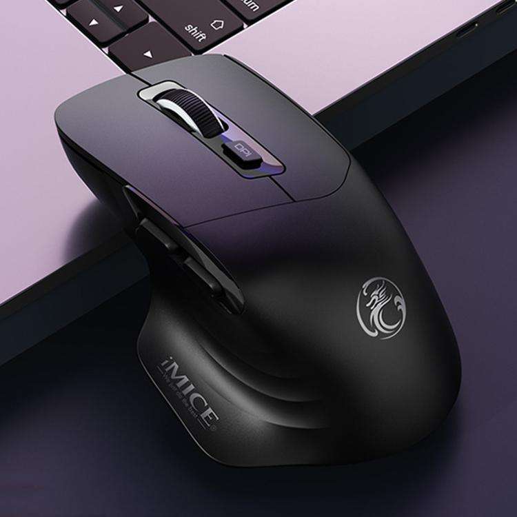 IMICE G209 Wireless Mouse Dual Mode Bluetooth 2.4G Ergonomic Rechargeable Optical Mice(Black)
