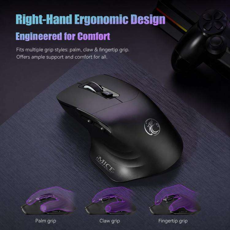 IMICE G209 Wireless Mouse Dual Mode Bluetooth 2.4G Ergonomic Rechargeable Optical Mice(Cyan)