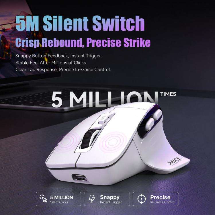 IMICE G209 Wireless Mouse Dual Mode Bluetooth 2.4G Ergonomic Rechargeable Optical Mice(Cyan)