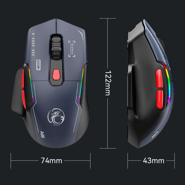 iMICE G203 Tri-Mode Wireless Gaming Mouse 12800 DPI 1000Hz Polling Rate Rechargeable RGB Mouse(Bl...