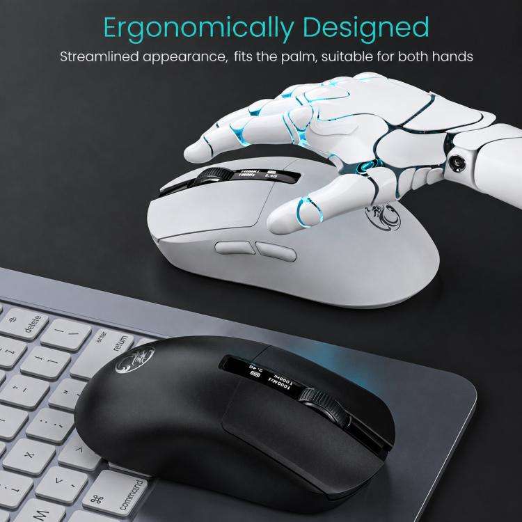 iMICE G200 Tri-Mode Wireless Gaming Bluetooth Mouse Lightweight Office Mouse With Display(White)