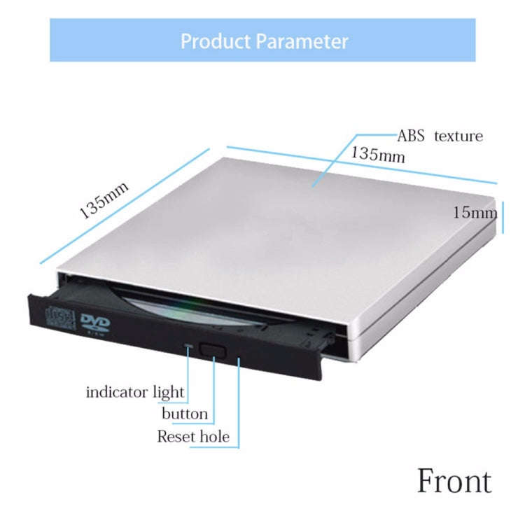 USB 2.0 Portable Ultra Slim External Slot-in DVD-RW CD-RW CD DVD ROM Player Drive for PC