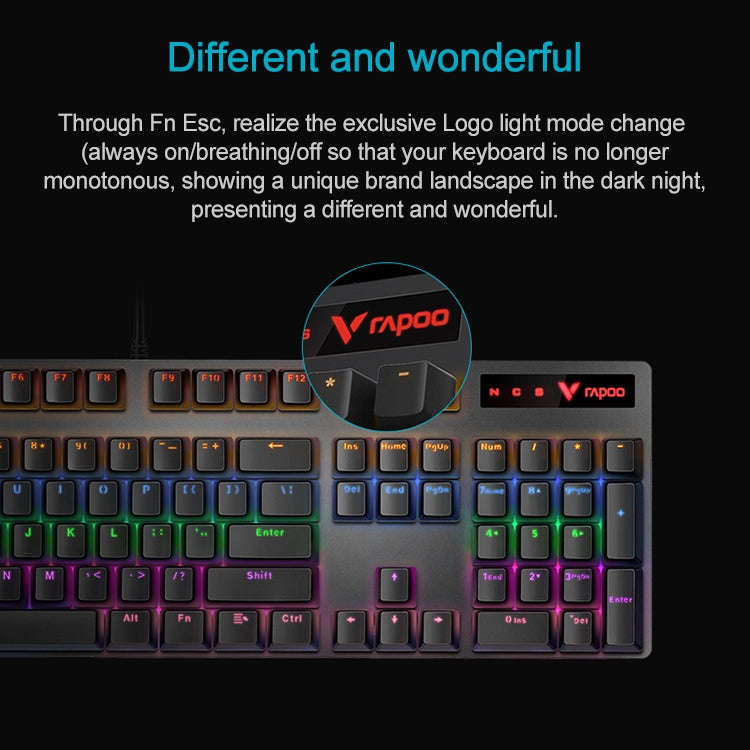 Rapoo V500 PRO Mixed Light 104 Keys Desktop Laptop Computer Game Esports Office Home Typing Wired...