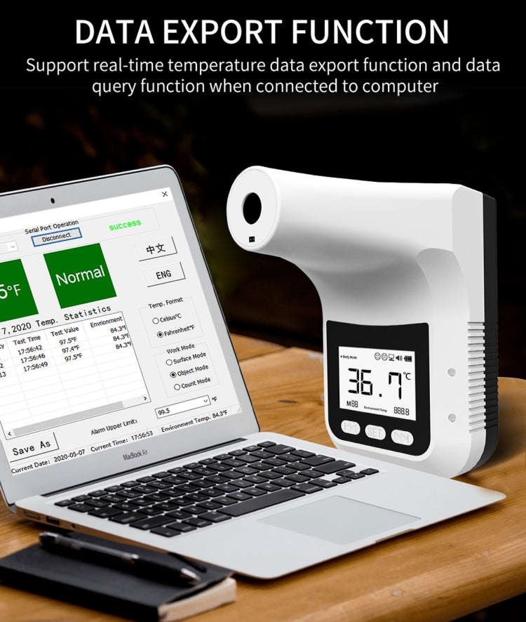 K3 Pro Handsfree Non-contact Forehead Body Light-sensitive Distance Sensor Infrared Thermometer, ...