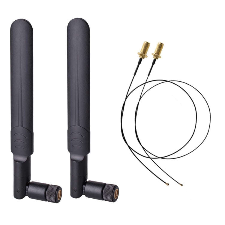 2 x 6dBi 2.4GHz 5GHz Dual Band WiFi RP-SMA Male Antenna + 2 x 35CM RP-SMA IPEX MHF4 Pigtail Cable...