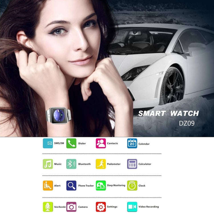 DZ09 1.56 inch Screen Bluetooth 3.0 Android 4.1 OS Above Smart Watch Phone with Bluetooth Call & ...