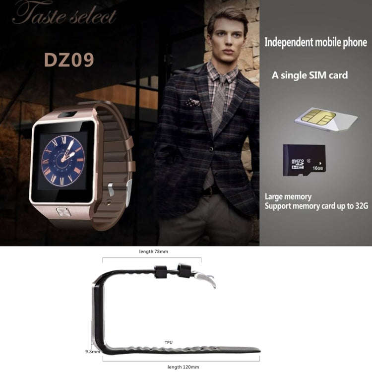 DZ09 1.56 inch Screen Bluetooth 3.0 Android 4.1 OS Above Smart Watch Phone with Bluetooth Call & ...
