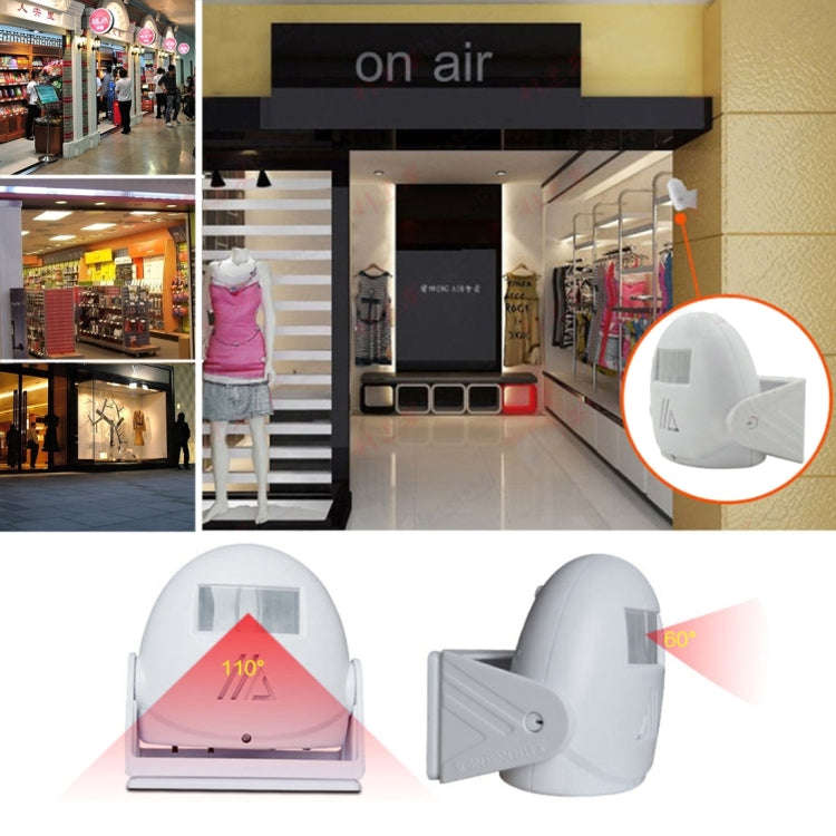 5301 Wireless Infrared Motion Sensor Welcome Alarm Intelligent Greeting Warning Doorbell, IR Dist...