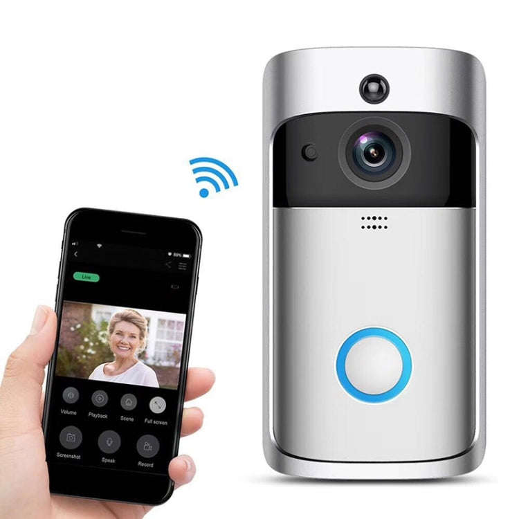M4 720P Smart WIFI Ultra Low Power Video PIR Visual Doorbell with 3 Battery Slots,Support Mobile ...