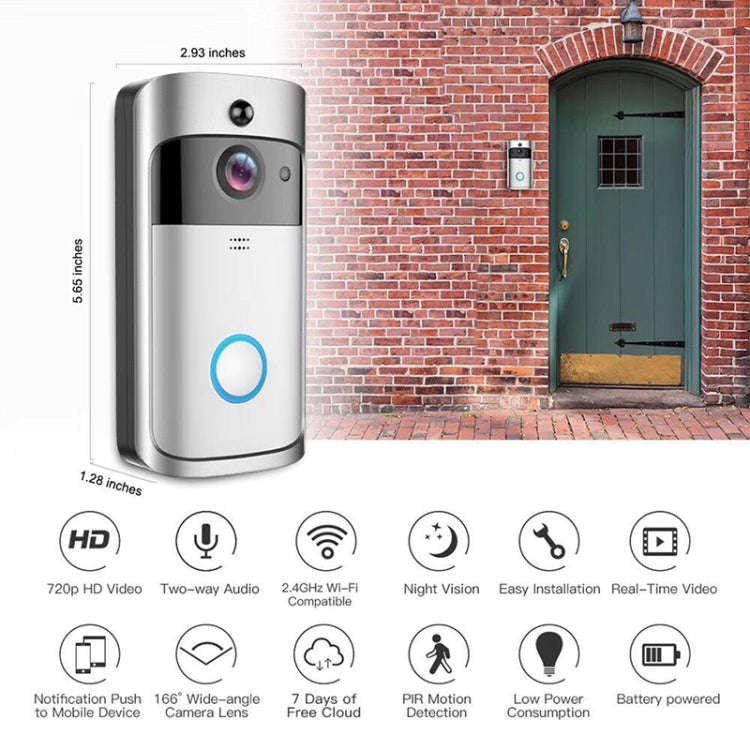 M4 720P Smart WIFI Ultra Low Power Video PIR Visual Doorbell with 3 Battery Slots,Support Mobile ...