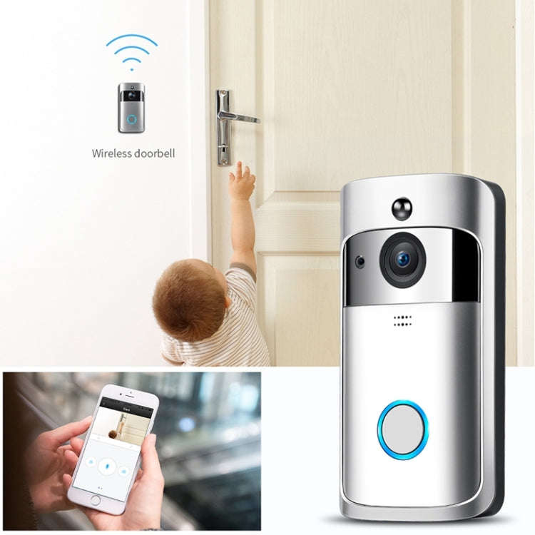 M4 720P Smart WIFI Ultra Low Power Video PIR Visual Doorbell with 3 Battery Slots,Support Mobile ...