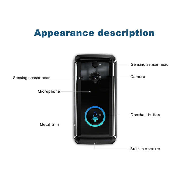 M101 WiFi Intelligent Video Doorbell, Support Infrared Night Vision / Motion Detection / Two-way ...