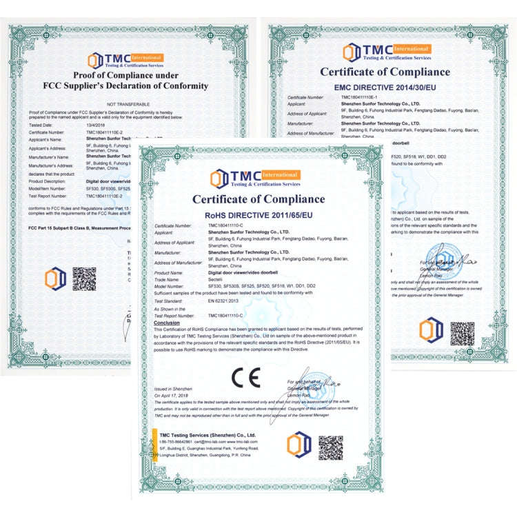 DD3 2.4 inch TFT Screen 0.3MP Security Digital Door Viewer, Support Infrared Night Vision & 90 De...