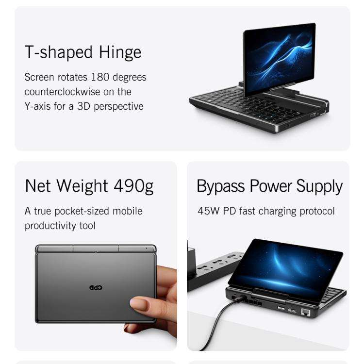 GPD MicroPC 2 Handheld Gaming PC, 16GB+512GB, 7 inch Windows 11 Home Intel Processor N250, EU Plug