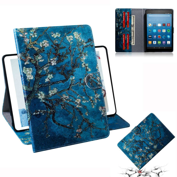 Apricot Blossom Pattern Horizontal Flip Leather Case for Amazon Kindle Fire HD 8 2015/2016/2017/2...