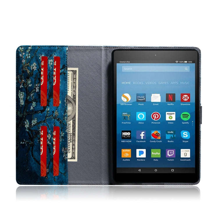 Apricot Blossom Pattern Horizontal Flip Leather Case for Amazon Kindle Fire HD 8 2015/2016/2017/2...