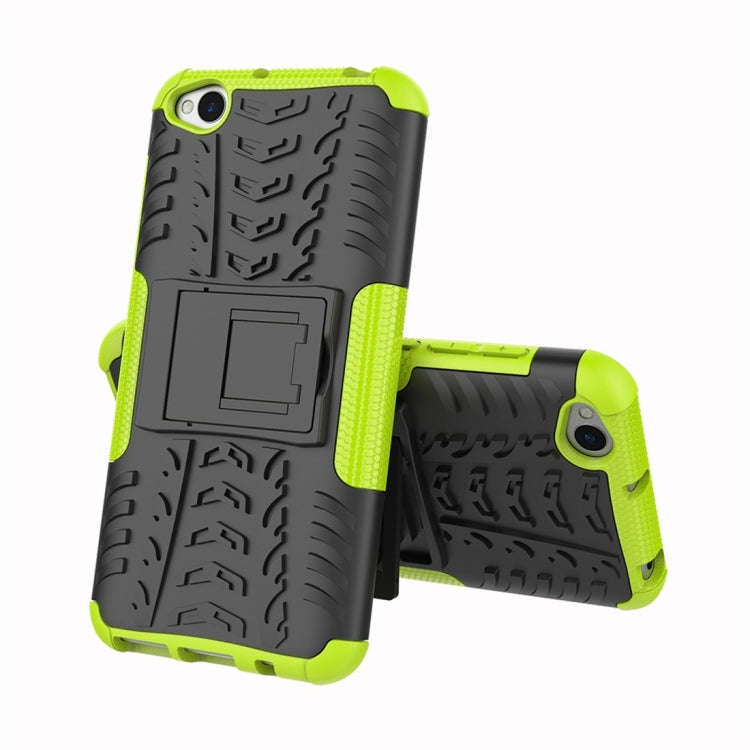 Tire Texture TPU+PC Shockproof Protective Case for Xiaomi Redmi Go, with Holder (Green)