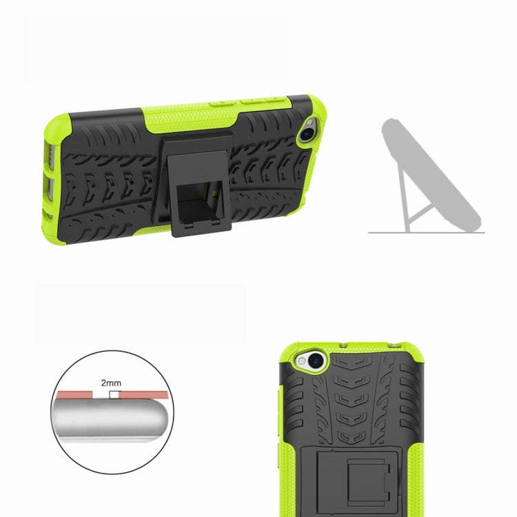 Tire Texture TPU+PC Shockproof Protective Case for Xiaomi Redmi Go, with Holder (Green)