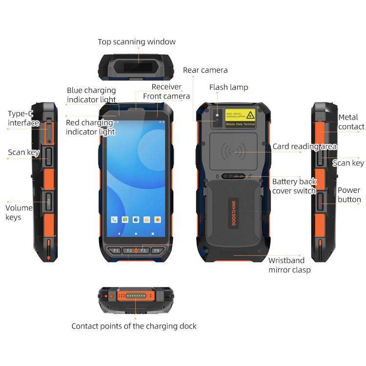 5.5 inch Android 10 IP65 Handheld Industrial Data Terminal Barcode Scanner, Style: RFID UHF + NFC HF