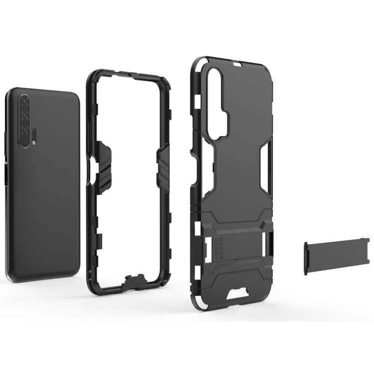 Shockproof PC + TPU Case for Huawei Honor 20 Pro, with Holder (Red)
