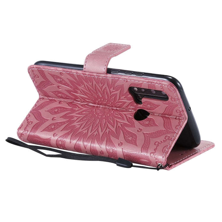 Pressed Printing Sunflower Pattern Horizontal Flip PU Leather Case for Huawei Nova 5i / P20 Lite ...