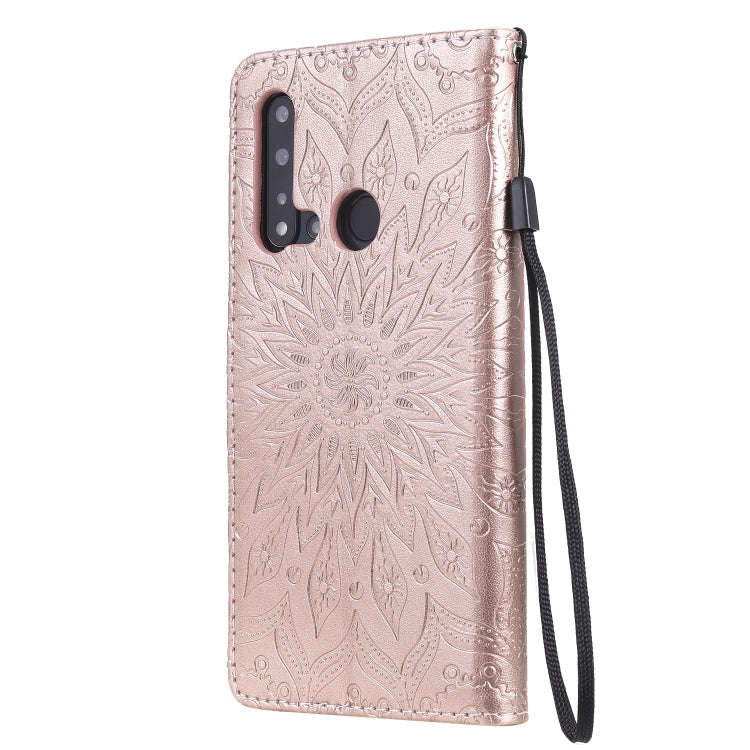 Pressed Printing Sunflower Pattern Horizontal Flip PU Leather Case for Huawei Nova 5i / P20 Lite ...