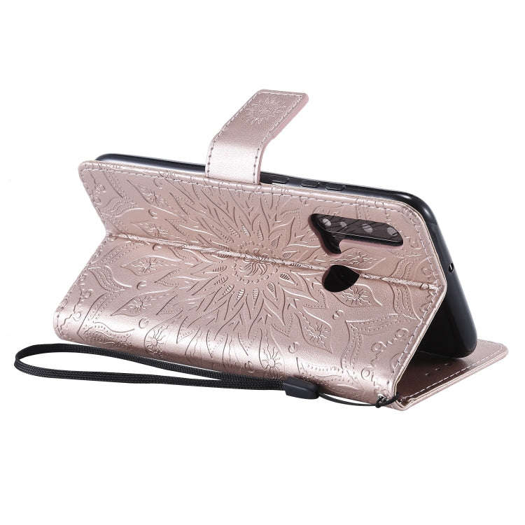 Pressed Printing Sunflower Pattern Horizontal Flip PU Leather Case for Huawei Nova 5i / P20 Lite ...