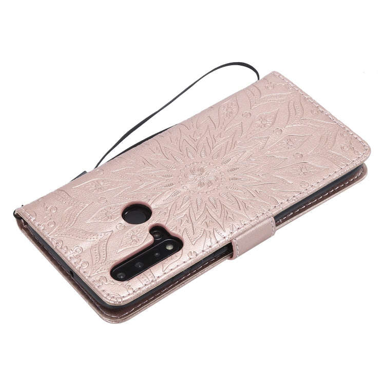 Pressed Printing Sunflower Pattern Horizontal Flip PU Leather Case for Huawei Nova 5i / P20 Lite ...