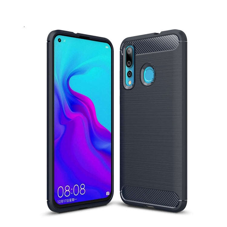 Brushed Texture Carbon Fiber Shockproof TPU Case for Huawei Nova 4 (Navy Blue)