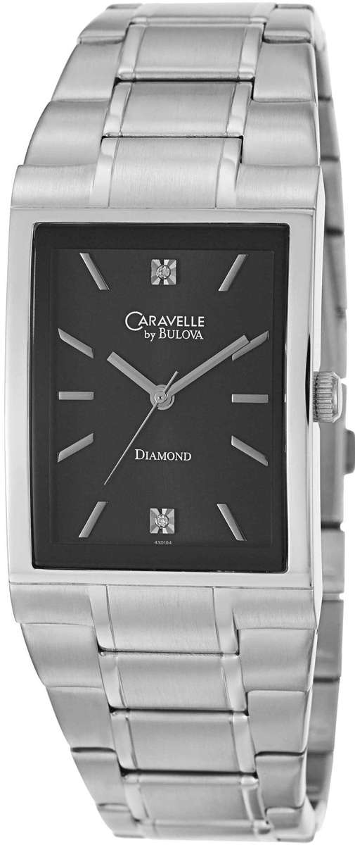 Authentic CARAVELLE by BULOVA Stainless Steel Diamond Accented Mens Watch