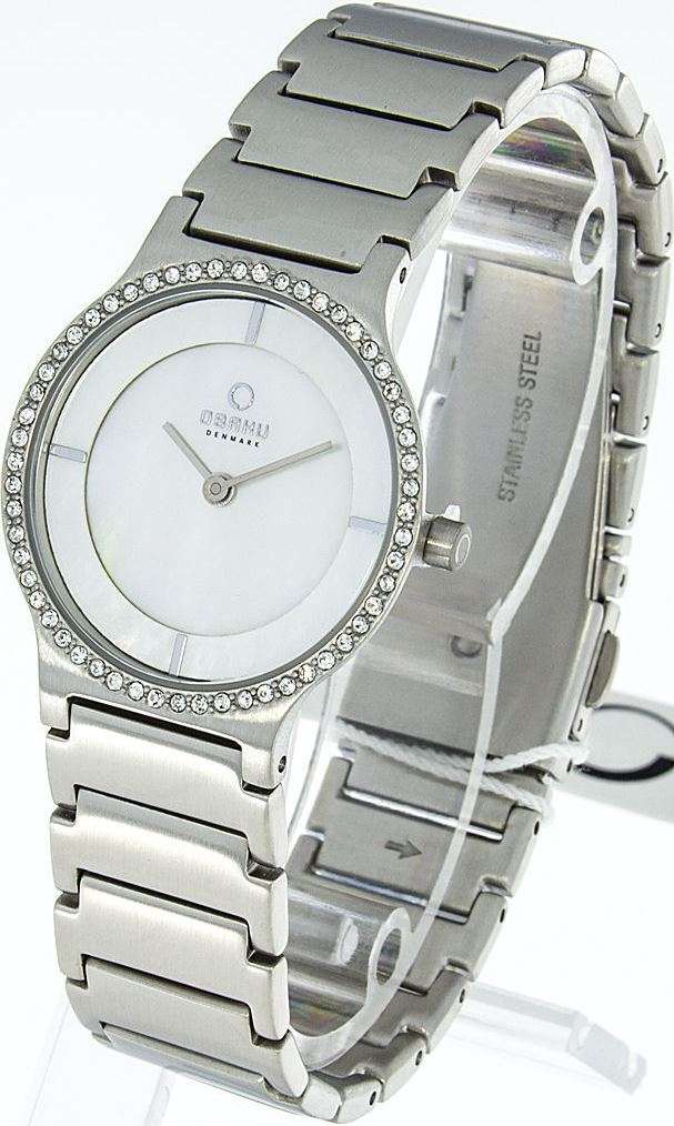 Authentic OBAKU Denmark Crystal Accented Mother Of Pearl Ladies Watch