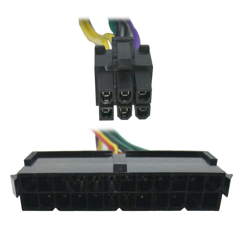 24 Pin to 6 Pin PCI-E ATX Main Power Supply Adapter Cable - 0.3m