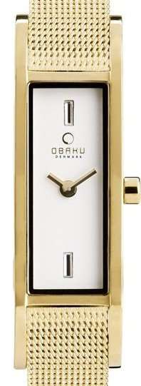 Authentic OBAKU Denmark Crystal Accented Stainless Steel Mesh Ladies Watch