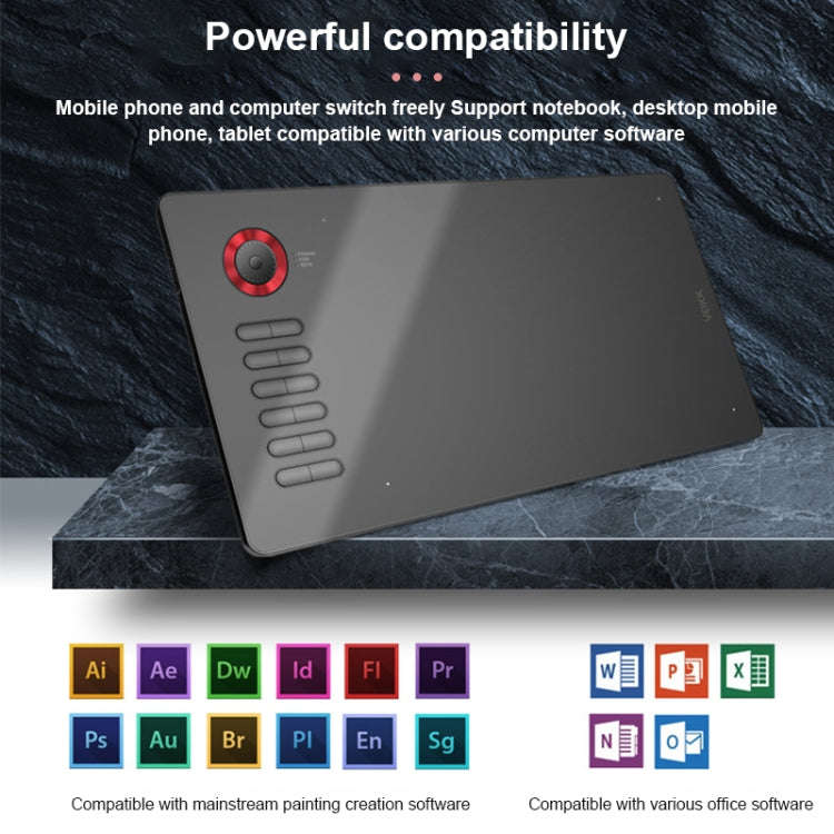 VEIKK A15PRO 10x6 inch 5080 LPI Type-C Interface Smart Touch Electronic Graphic Tablet (Red)