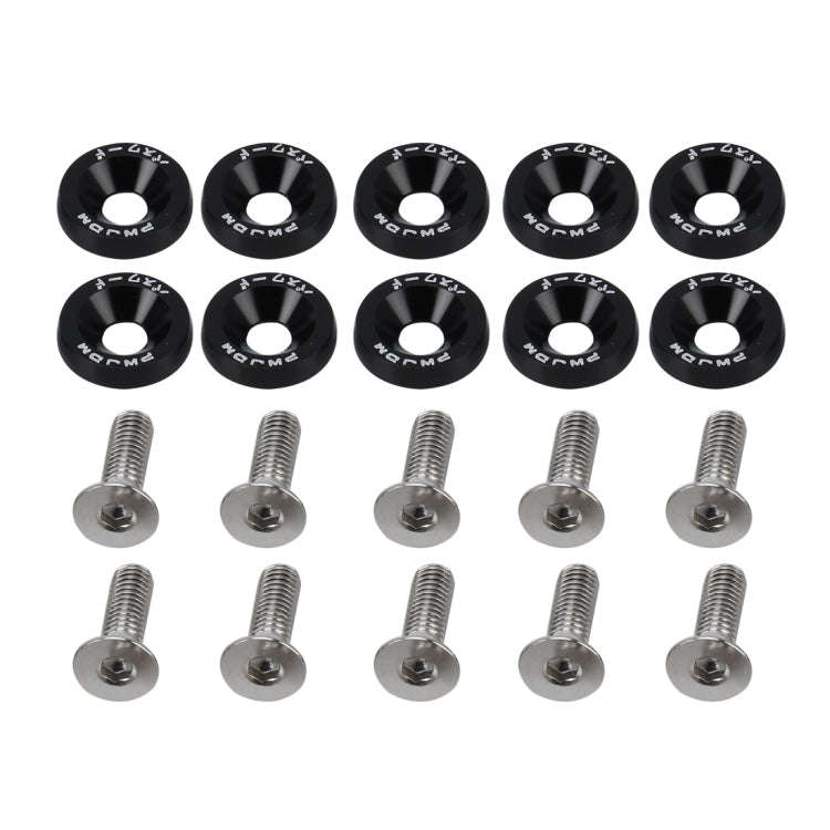 10 PCS Car Modified Screw Gaskets Bodywork Stainless Steel Gasket Bolts, Diameter: 19mm(Black)