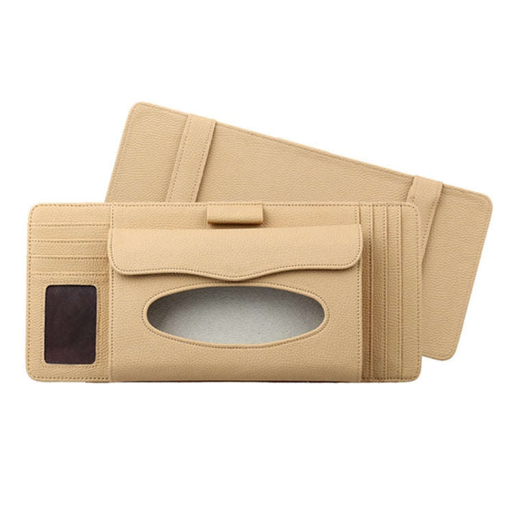 DERANFU 3 In 1 Lichee Texture Multi-function Car Hang Type Leather Towel Box with Card Slot & CD ...