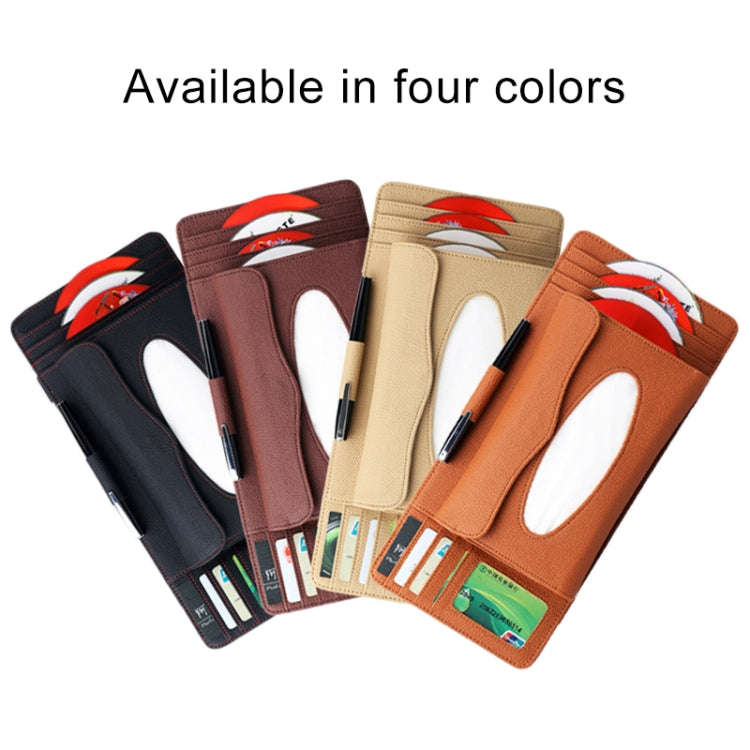 DERANFU 3 In 1 Lichee Texture Multi-function Car Hang Type Leather Towel Box with Card Slot & CD ...