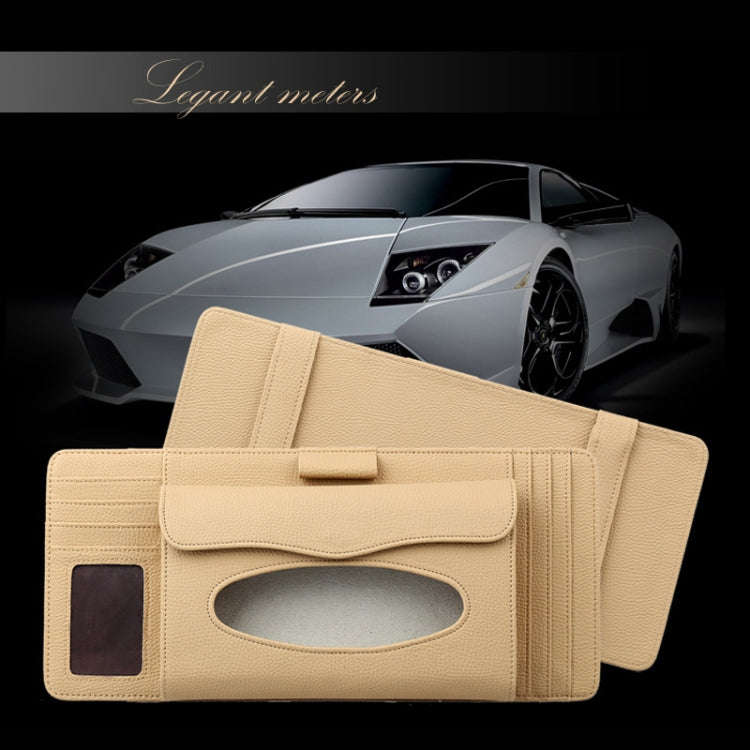 DERANFU 3 In 1 Lichee Texture Multi-function Car Hang Type Leather Towel Box with Card Slot & CD ...