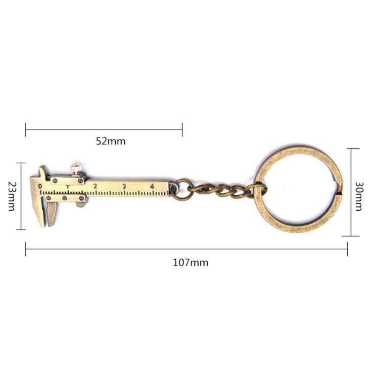 5 PCS Mini Vernier Caliper Keychain Key Rings (Bronze)