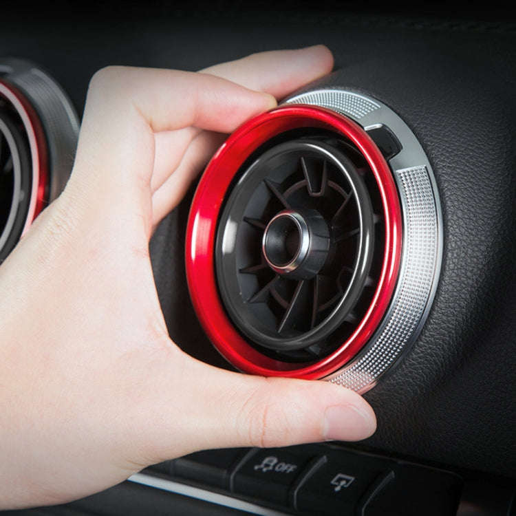 4 PCS Car Metal Air Outlet Decorative Outside Ring for Audi A3 / S3 / Q2L (Red)
