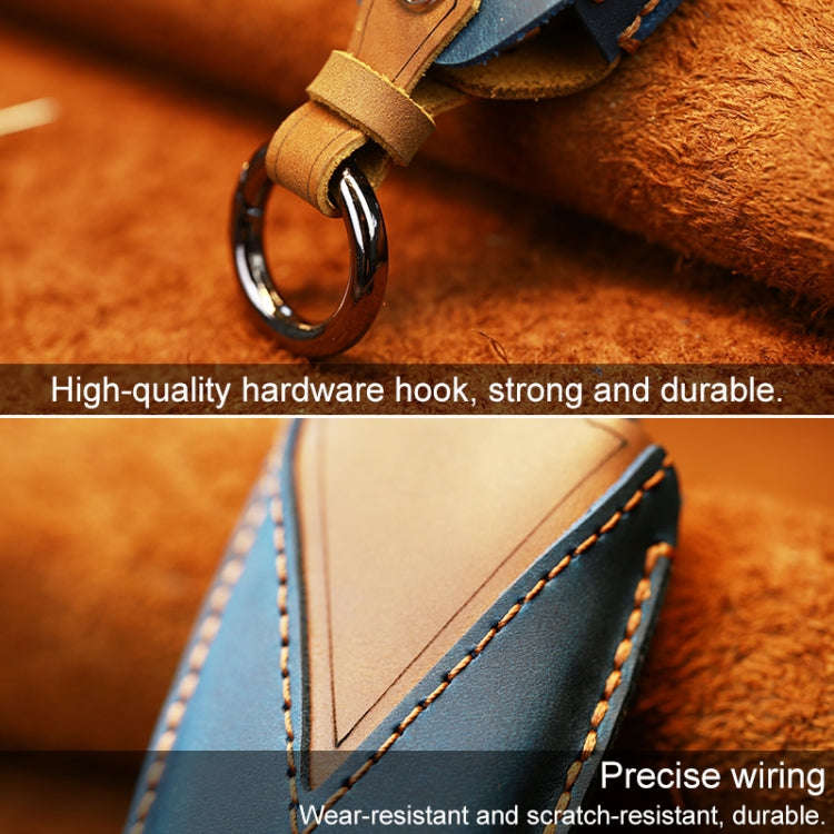 For Chevrolet Car Cowhide Leather Key Protective Cover Key Case, Four Keys Version (Brown)