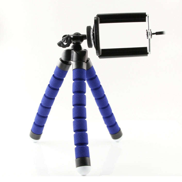 Mini Octopus Flexible Foam Tripod Holder with Phone Clamp & Remote Control (Blue)